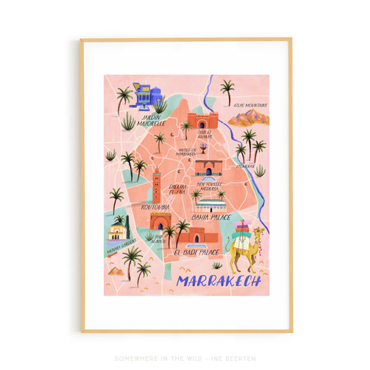 Marrakech Map - Morocco Poster